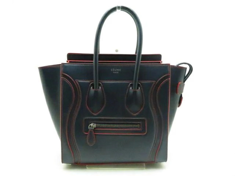 Celine Luggage Tote Tote Bag Navy Blue Red